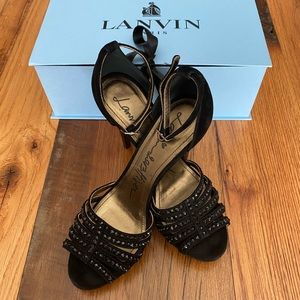 Lanvin Black Swarovski Platform Pumps Heels